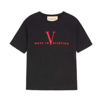 Valentino T-Shirts, male, Black, M, Cotton T-Shirt with Made In Valentino Print