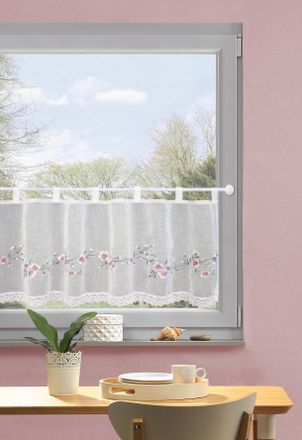 Home Wohnideen Scheibengardine »ELLY« Schlaufen 1 Stk. tlg. Cafehaus,Leinenstruktur,bestickt