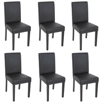 Hhg [nunca Usado] Juego De 6 Sillas De Comedor Silla De Cocina Littau, Polipiel, Negro Mate, Patas Oscuras
