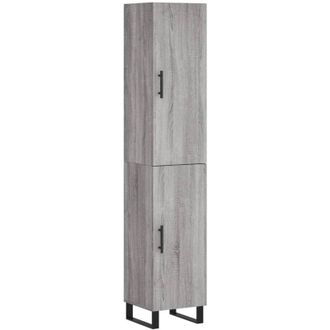 vidaXL Vidaxl - Aparador Alto Madera Contrachapada Gris Sonoma 34,5x34x180 Cm