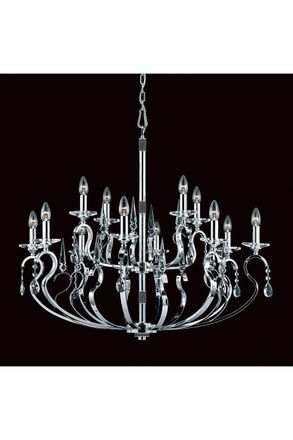 Netlighting Rhinestone Crystal Chrome 12 Arm Chandelier in Grey