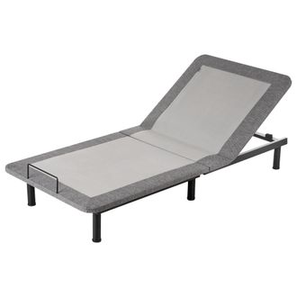 Beliani Beliani - Somier Articulado El&eacute;ctrico 90 X 200 Cm Mando A Distancia Incluido 4 Alturas De Patas Hierro Poli&eacute;ster Gris Brunoy
