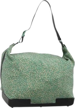 Bottega Veneta Pre-owned Shoulder Bags, female, Green, Size: ONE SIZE Pre-owned Nylon Shoulder Bag