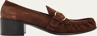 Miu Miu 45mm Suede Buckle Loafers