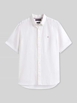 Tommy Hilfiger Regular Fit Kurzarmhemd aus reinem Leinen in Weiss, Gr&ouml;&szlig;e XL