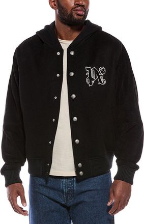 Palm Angels Hooded Suede-Trim Wool-Blend Jacket
