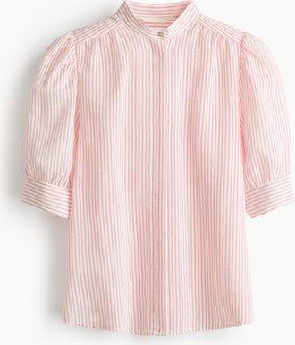 H&M Bluse mit Puff&auml;rmeln - Weiss/Rot Gestreift