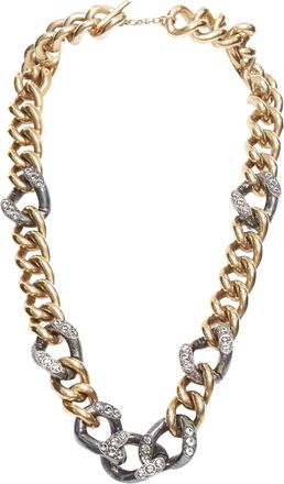 Lanvin bronze crystal embellished giant curb necklace
