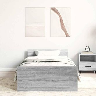 Berkfield Home Durable Bed Frame Grey Sonoma 90x190 cm Single Engineered Wood