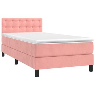 vidaXL Vidaxl - Giroletto a Molle con Materasso Rosa 90x200 cm in Velluto