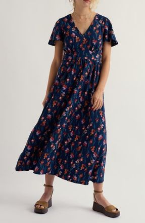 Seasalt Cornwall Chateaux Floral Organic Cotton Midi Dress in Snapdragon Sea Cave at Nordstrom, Size 10