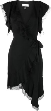Nissa tulle-detailing draped mini dress - women - Polyester/Polyester - 36 - Black