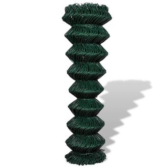 Berkfield Home Chain Link Fence Steel 1, 5x25 m Green