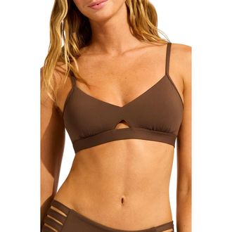 Seafolly Collective Hybrid Bikini Top in Dark Chocolate at Nordstrom, Size 10 Us
