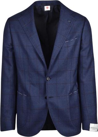 LUIGI BORRELLI NAPOLI Giacca Stondata - Heren - Business blazers - Blauw - 2XL - Leer - Kostuums