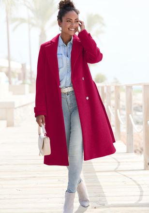 Lascana Langmantel LASCANA, Damen, Gr. 34, bordeaux, Flanell, Obermaterial: 90% Polyester, 10% Viskose. Futter: 100% Polyester, unifarben, figurumspielend wad