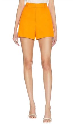 Frame Denim High Rise Trouser Short In Orange