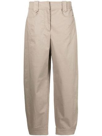 Alberta Ferretti high-waisted cropped trousers - women - Cotton/Spandex/Elastane/Cupro/Acetate - 38 - Neutrals