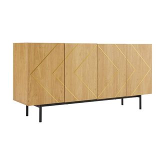 Urban Meuble Mueble de ba&ntilde;o de madera clara con detalles dorados