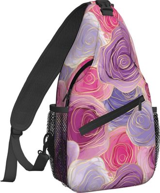 Generic Ink Rose Cross Body Bag Breathable Crossbody Bag Trendy Sling Backpack For Women Outdoors Men