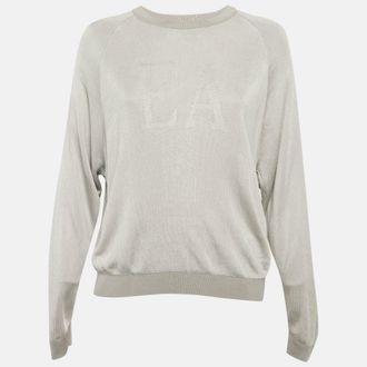 Emporio Armani Grey Logo Detail Fishermans Rib Jumper