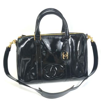 Chanel Black Patent Leather Boston Bag (Pre-Owned)