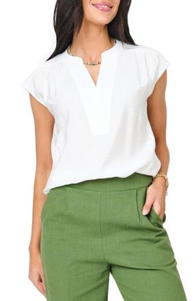 Gibsonlook Split Neck Cap Sleeve High-Low Top in White at Nordstrom, Size Xx-Small