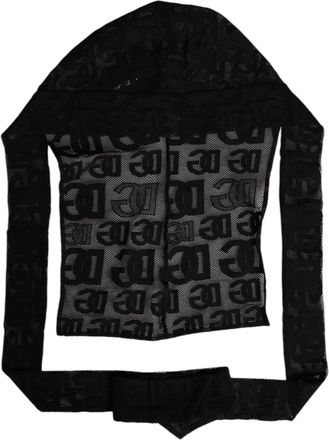 Dolce & Gabbana Womens Black Logo Mesh Whole Head Wrap Hat Cotton Nylon Elastane