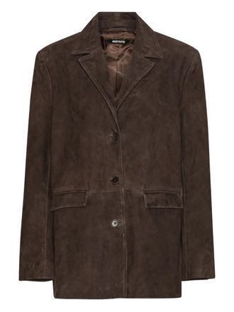Rotate suede blazer - women - Goat Skin/Recycled Polyester - 32 - Brown