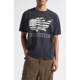 Rhude Banner Graphic T-Shirt in Vintage Black /White at Nordstrom, Size X-Large