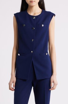 Anne Klein Button-Up Four-Pocket Vest in Distant Mountain at Nordstrom, Size 10