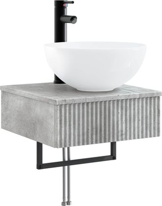 vidaXL Lavabo De Lavado Montado En La Pared Gris Hormig&oacute;n Vidaxl