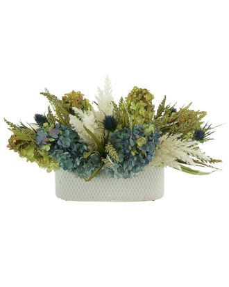Creative Displays Inc. Assorted Hydrangea, Pampas, Thistle And Feather Arrangement In A Ceramic Planter