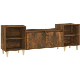 vidaXL Vidaxl - Mueble Para Tv Madera Contrachapada Roble Ahumado 160x35x55 Cm