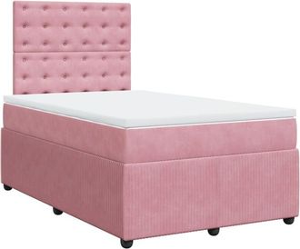 vidaXL Vidaxl - Cama Box Spring Con Colch&oacute;n Terciopelo Rosa 120x200 Cm
