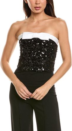 Alice & Olivia Alice + Olivia Katya Embellished Tweed Sculpted Bow Top