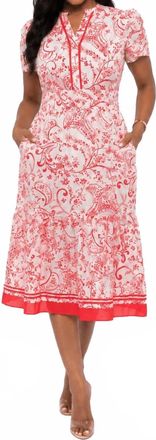 Pinch Design Paisley Print Midi Dress In Coral