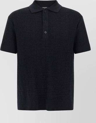 Balmain monogram knit polo shirt