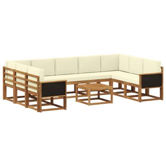 vidaXL Conjunto De Sof&aacute;s De Exterior Con Coj&iacute;n 10 Pcs Natural Y Crema Vidaxl