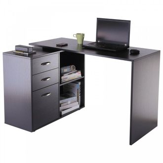 Carter's L Shape Computer Desk Table Workstation Home Office Drawer Shelf File Cabinet-Black - CARTER | TJ Hughes Black