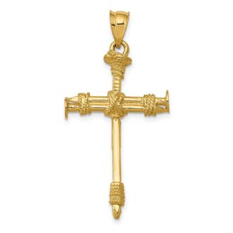 Diamond2Deal 14k Yellow Gold Polished Nail Cross Pendant