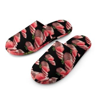 Generic Sliced Rare Roast Beef Mens Cozy Memory Foam Slippers Warm Cotton House Shoes Comfy Slipper for Indoor Outdoor