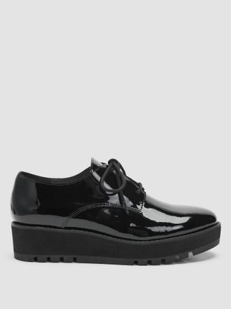 Eileen Fisher Womens Eddy Patent Leather Platform Oxford Shoes In Black