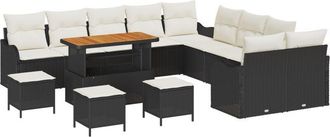 vidaXL Vidaxl - Garden Sofa Set 14 pcs Black, Cream 110 x 55 x 71 cm