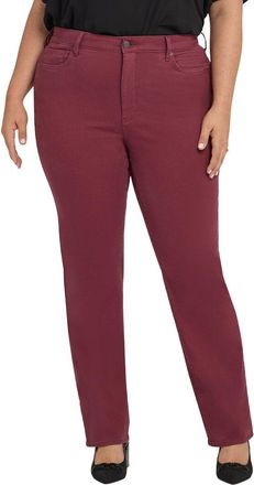NYDJ Plus Marilyn High-Rise True Burgundy Straight Leg Jean