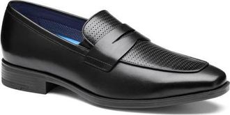 Johnston & Murphy Gibbons Embossed Penny Loafer in Black Full Grain at Nordstrom, Size 10.5