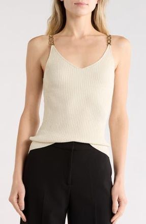 Shelli Segal Chain Strap Sweater Tank in Star White at Nordstrom Rack, Size X-Large