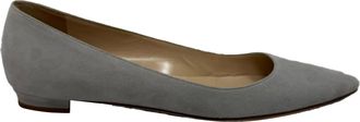 Manolo Blahnik Pre-owned Womens Pointed Toe Flats in Grey Suede - Size 36.5 EU/IT