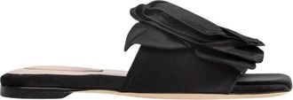 Simone Rocha Pressed Rosette Slide - Dames - Sandalen - Zwart - 36 EU - Leer - Schoenen
