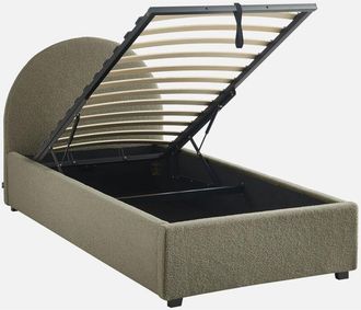 Sweeek Struttura letto con contenitore e testiera 90cm, imbottita bouclé
